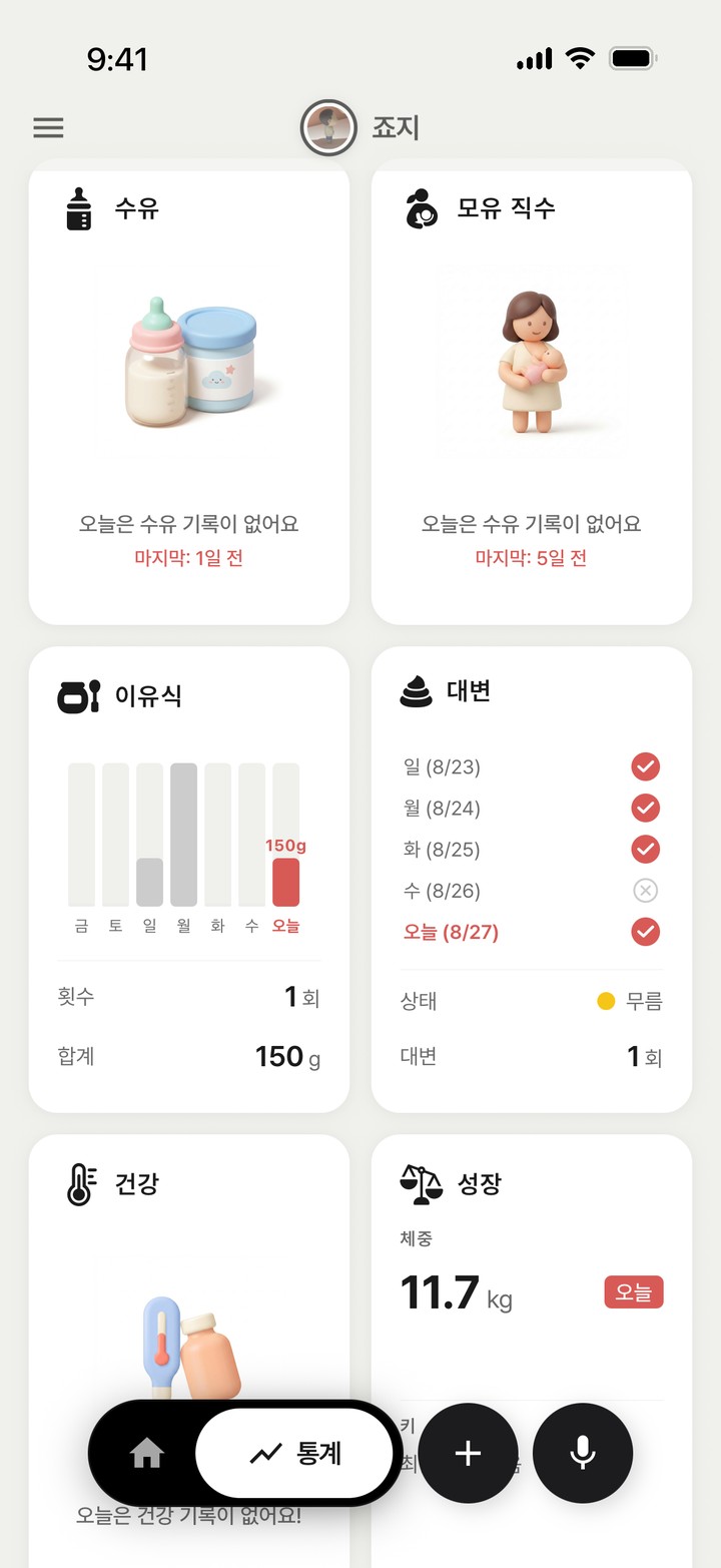 일별 통계 화면